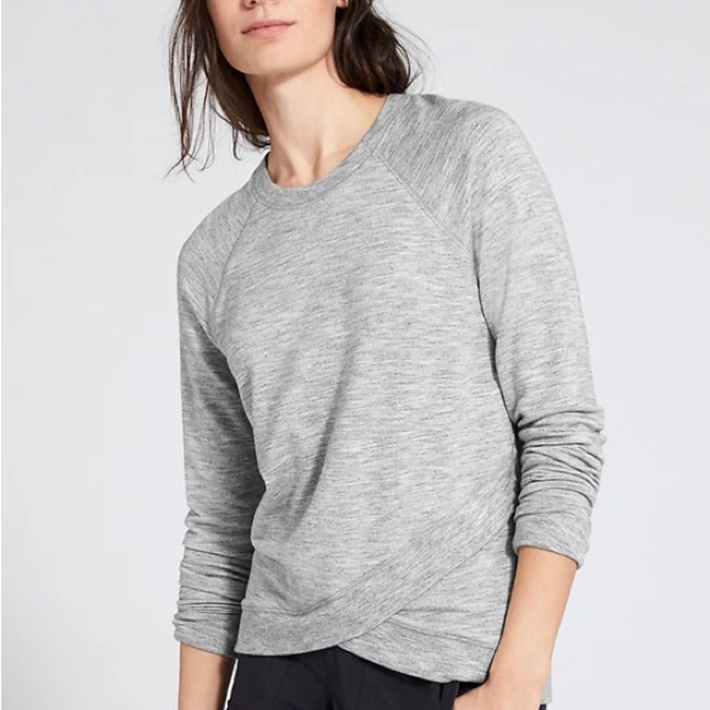 Athleta Heather Gray Criss Cross Sweatshirt